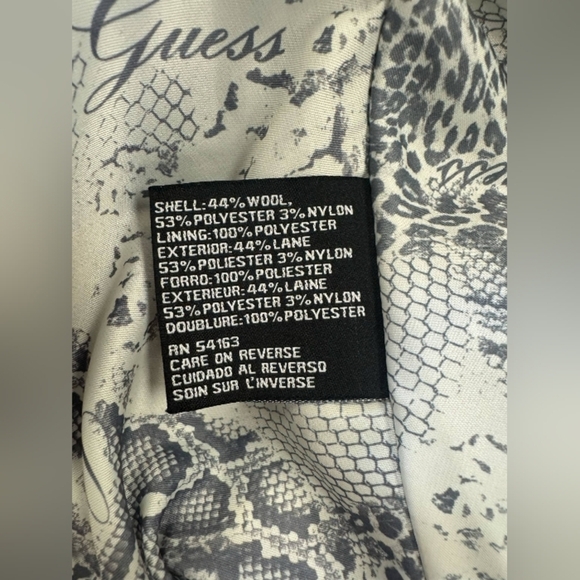 Guess Cape Coat Wool Blend Grey Poncho Grey Snakeprint Size Small EUC - Picture 12 of 12